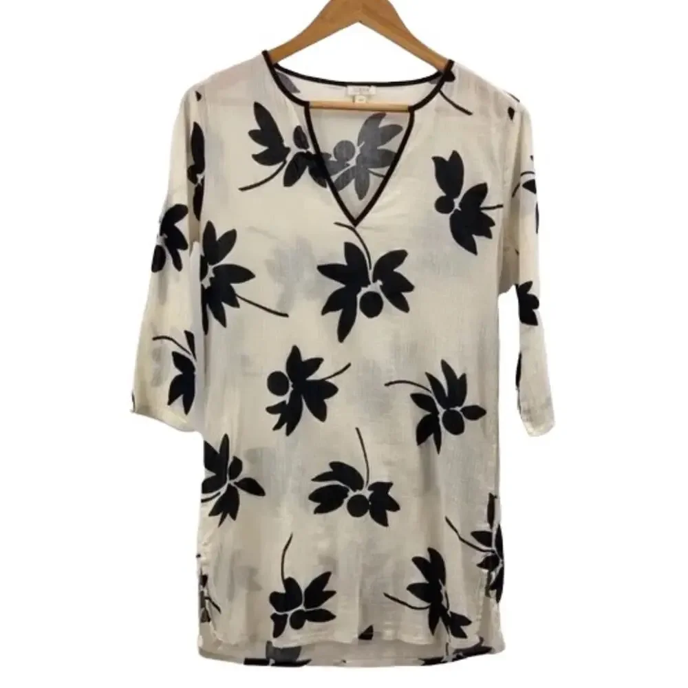 J CREW Floral Sheer Tunic
